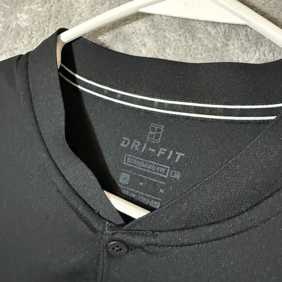 Nike Polo Shirt Mens Medium Black Tennis Court Band Blade Dri Fit Performance - Picture 4 of 7